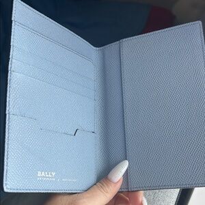 Bally Sky Blue Leather passport Card Holder